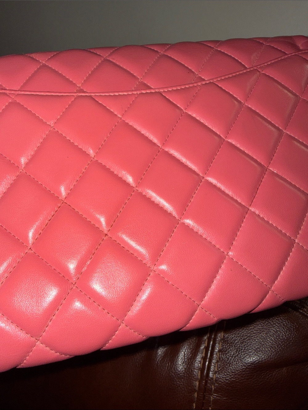 Authentic Chanel Pink Lambskin Leather Quilted Classic Flap Clutch Shoulder Bag - Picture 7 of 16